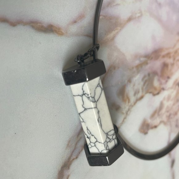 Topshop Freedom Hematite and Marble Necklace - Picture 2 of 4